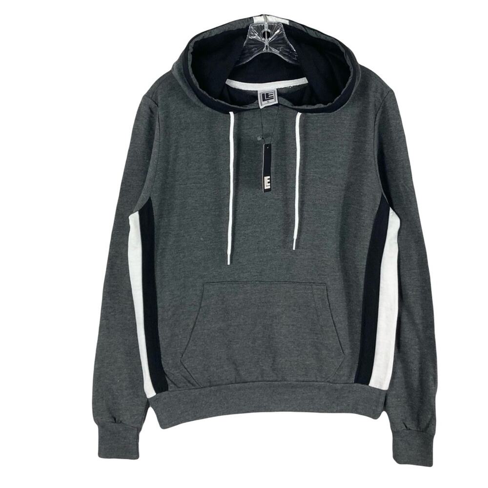 Nwt LIQUID ENERGY Hoodie S Grey Charcoal Stripe White&Black Drawstring Pockets